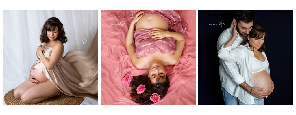 3 artistic photos of pregnant woman
