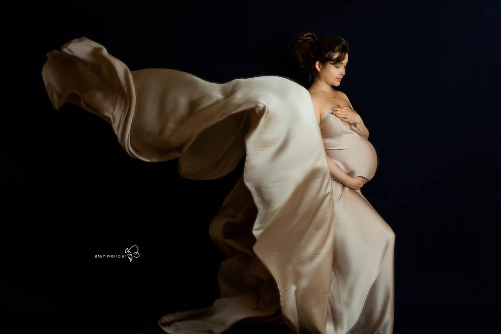 pregnant lady with flying dress