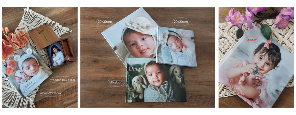 photo albums provided by nearby photo studio