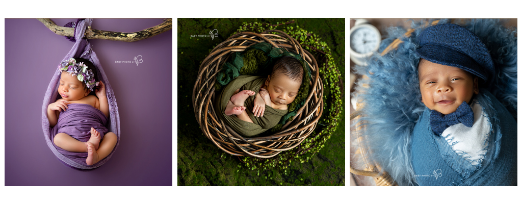 collage of three newborn photoshooting ideas